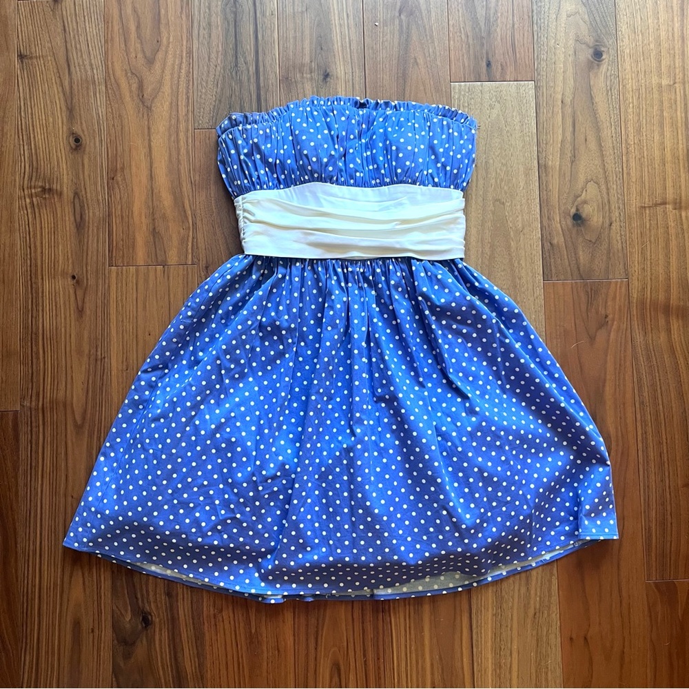 Betsy Johnson vintage 50s style polka dot strapless dress with crinoline size 6